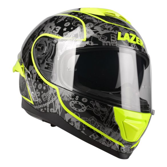 Lazer RAFALE SR S13 bukósisak,  FEKETE / SZÜRKE / FLUO ZÖLD / MATT