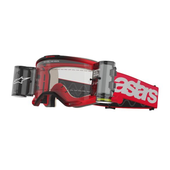 ALPINESTARS VISION5 SZEMÜVEG BLAZE ROLL-OFF FEKETE-PIROS, EZÜST TÜKRŐS LENCSÉVEL