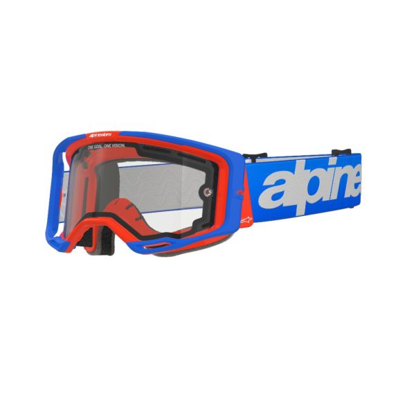ALPINESTARS VISION8 WODMARK  SZEMÜVEG ROLL-OFF KÉK-PIROS, VIZTISZTA LENCSÉVEL