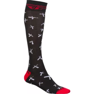 Fly Racing zokni, fekete/fehér - piros