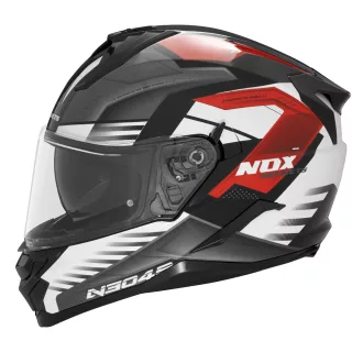   Nox zárt bukósisak napszemüveggel N304S CARVER fekete/fehér/piros XXL