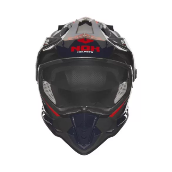 NOX AKCIÓ: OFFROAD / TRAIL DUOSPORT (DUAL) N312 VAPOR SISAK PLEXIVEL ÉS NAPSZEMÜVEGGEL, KÉK/FEKETE/PIROS