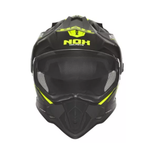 NOX AKCIÓ: OFFROAD / TRAIL DUOSPORT (DUAL) N312 VAPOR SISAK PLEXIVEL ÉS NAPSZEMÜVEGGEL, FEKETE/SÁRGA FLUO MATT
