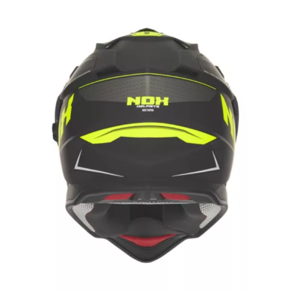 NOX AKCIÓ: OFFROAD / TRAIL DUOSPORT (DUAL) N312 VAPOR SISAK PLEXIVEL ÉS NAPSZEMÜVEGGEL, FEKETE/SÁRGA FLUO MATT