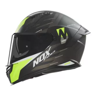   Nox zárt bukósisak napszemüveggel N401 CROWER fekete/sárga FLUO matt XXL