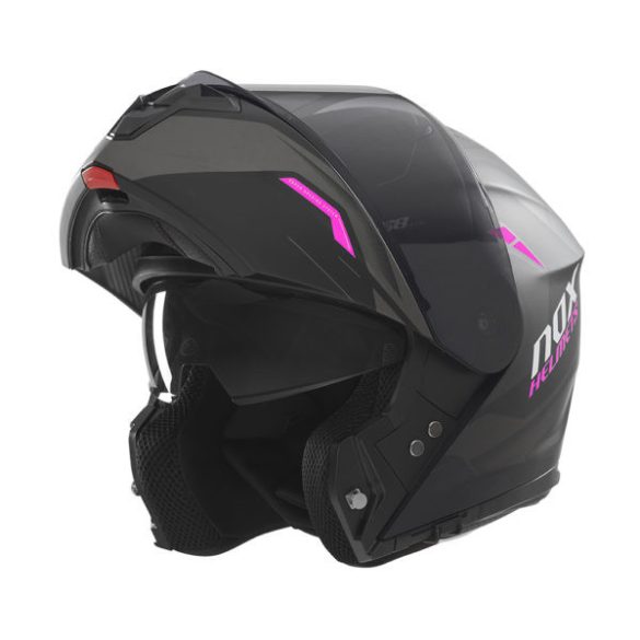 NOX N968 felnyitható (flip-up) bukósisak fekete-pink színben