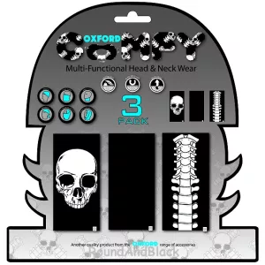 Oxford Comfy szélálló multifunkciós nyakmelegítő, 3 darabos csomag, csontváz mintával