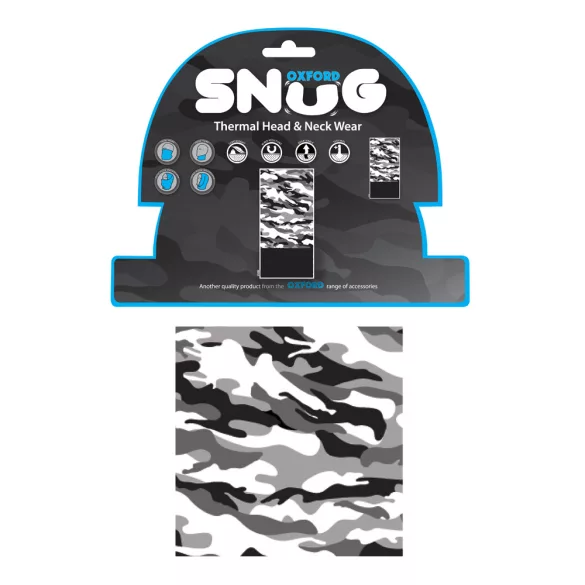 Oxford Snug Camo nyakmelegítő, fehér/fekete/szürke terepminta, univerzális méret
