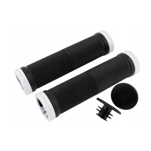 PROGRIP PG999 ATV / JET SKI / MTB MARKOLAT (22+22MM, HOSSZ: 120MM) FEKETE SZÍN, FEHÉR LOCK-ON ZÁRRAL (999-101)