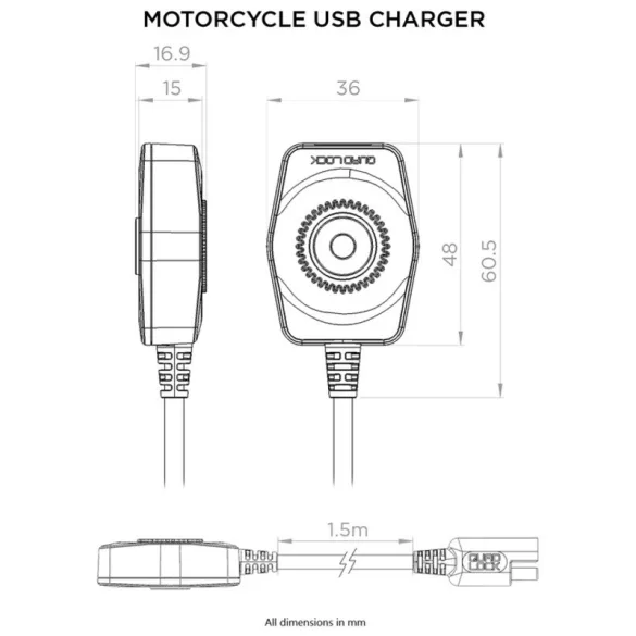 Quadlock MOTOROS USB TÖLTŐ