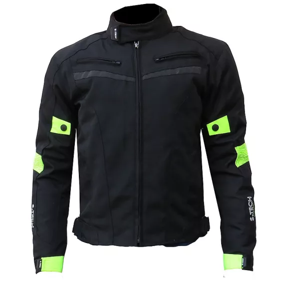 S-Tech 4 season black-fluo motoros kabát, rövid