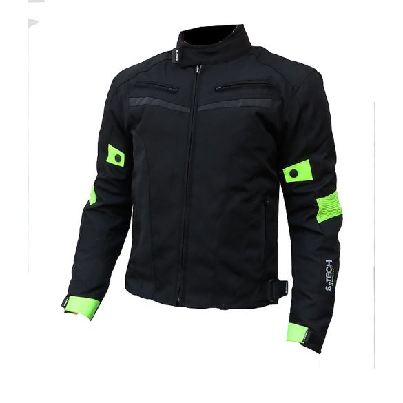 S-Tech 4 season black-fluo motoros kabát, rövid