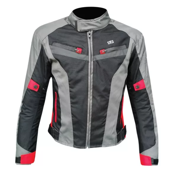 S-Tech Tecnician  motoros kabát, rövid, fekete-szürke-piros