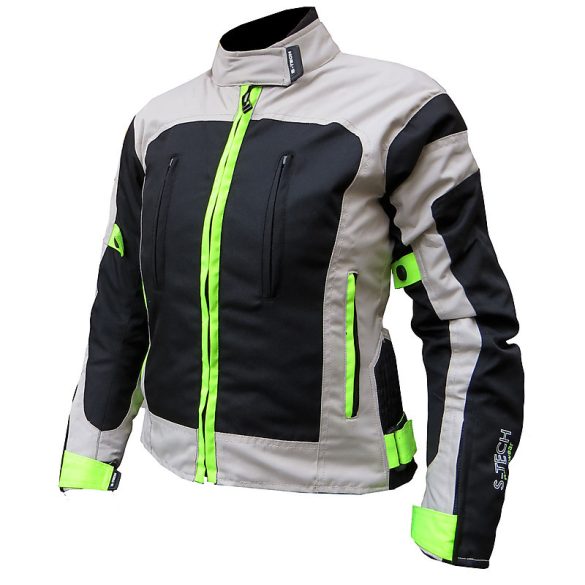 S-Tech Passion black-grey-fluo női motoros kabát, rövid