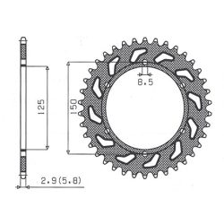 Sunstar hátsó lánckerék, 899 45, KTM SX/EXC (JTR897.45)