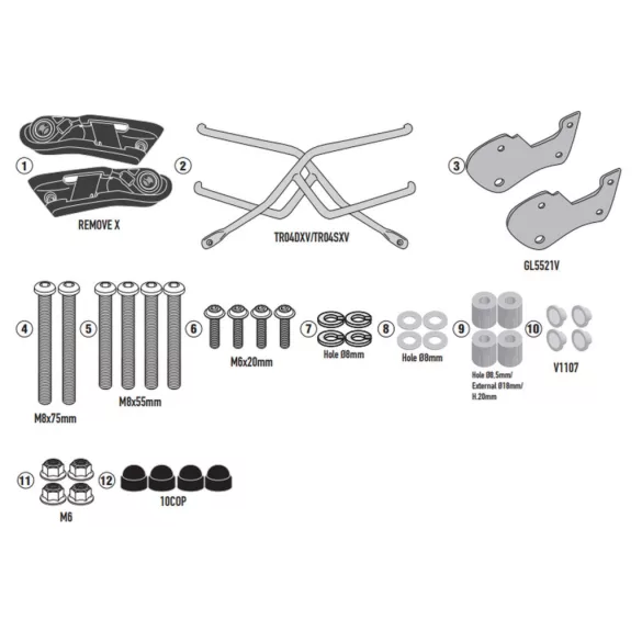 KAPPA GYORSKIOLDÓS REMOVE-X OLDALSÓ TÁSKATARTÓ (NYEREGTÁSKA) HONDA CB 500 HORNET '24-'25, CB 750 HORNET '23-'25 - HELYETTESÍTI A TR1200K TÍPUST