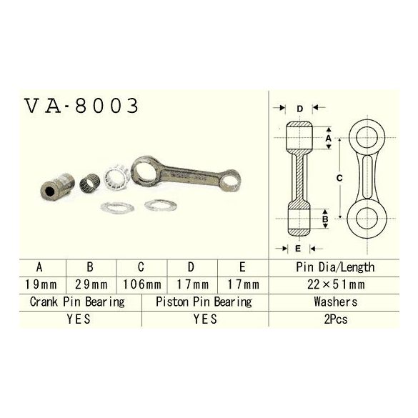 VESRAH hajtókar szett KawasakiKX125 (KX125) '94 -'97 (VA8003) (MADE IN JAPAN)