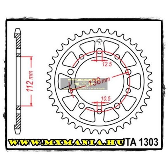 JT Sprockets hátsó lánckerék, ALU 1303, Honda utcai motorokhoz, Yamaha Road YZF-R