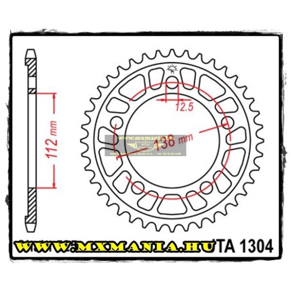 JT Sprockets hátsó lánckerék, ALU 1304, Honda utcai motorokhoz