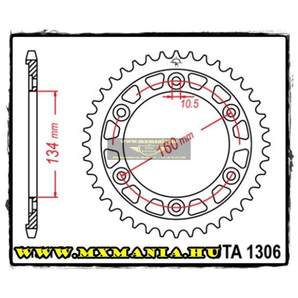 JT Sprockets hátsó lánckerék,ALU 1306, Honda CBR/RC51/VTR