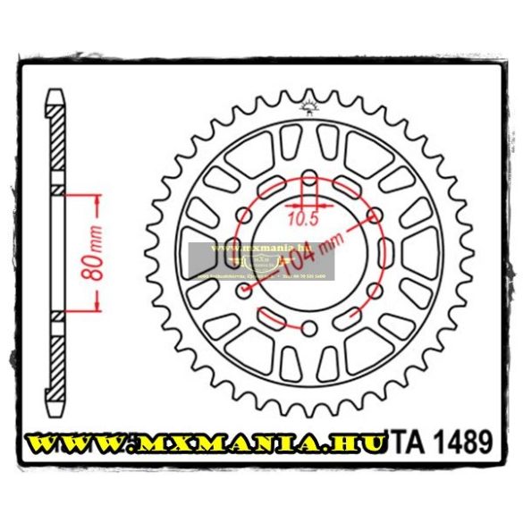 JT Sprockets hátsó lánckerék, ALU 1489, Kawasaki utcai motorokhoz