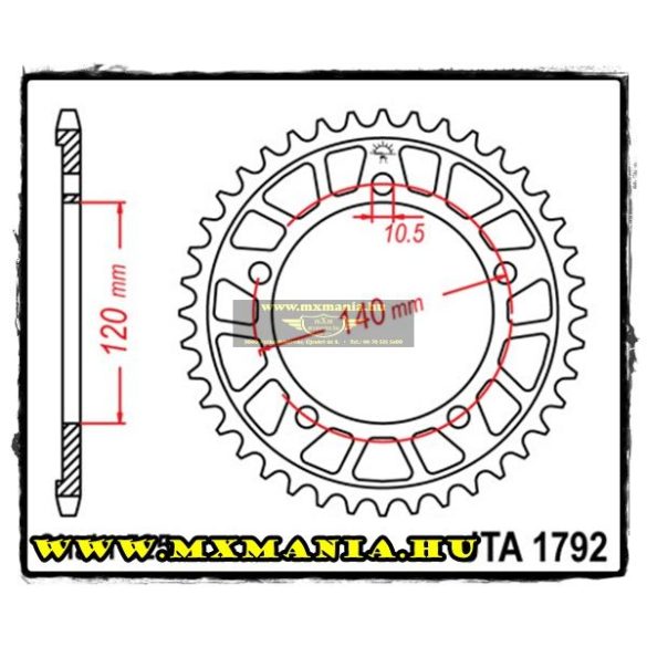 JT Sprockets hátsó lánckerék, ALU 1792, Suzuki Road,Triumph Road, Kawasaki road