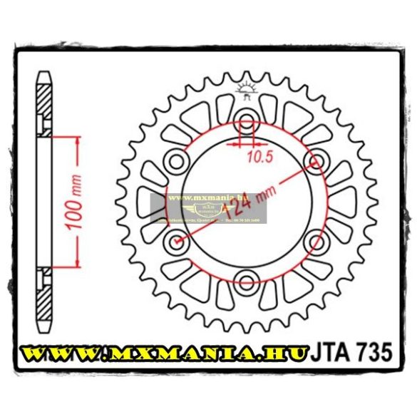 JT Sprockets hátsó lánckerék, ALU 735, Ducati utcai motorokhoz