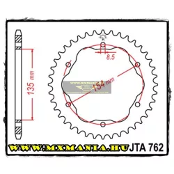   JT Sprockets hátsó lánckerék, ALU 762, Ducati utcai motorokhoz