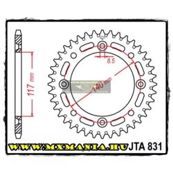 JT Sprockets hátsó lánckerék, ALU 831, Yamaha YZ80