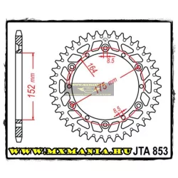   JT Sprockets hátsó lánckerék, ALU 853, Yamaha OffRoad motorokhoz