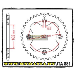 JT Sprockets hátsó lánckerék, 881, KTM ATV 450-505-525