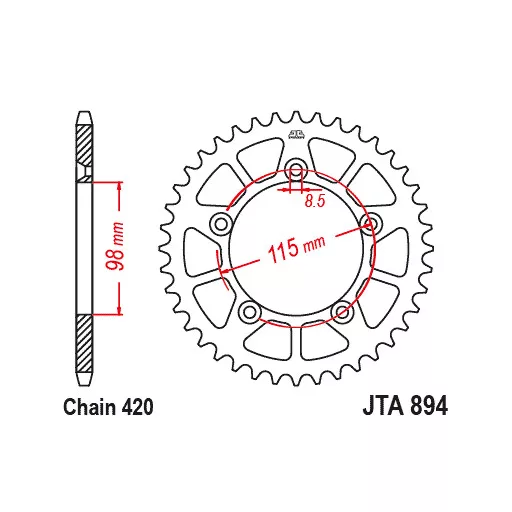 KTM jt sprockets hátsó lánckerék, alu 894, SX60 - 65/xc65