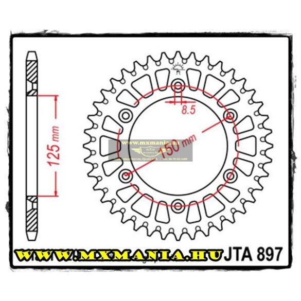 JT Sprockets hátsó lánckerék, ALU, 897, Husaberg és KTM motorokhoz