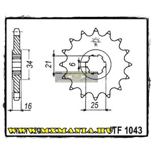 JT Sprockets első lánckerék, 1043, Kymco 250 Venox