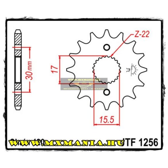 JT Sprockets első lánckerék, 1256, Honda CRF/XR/CR