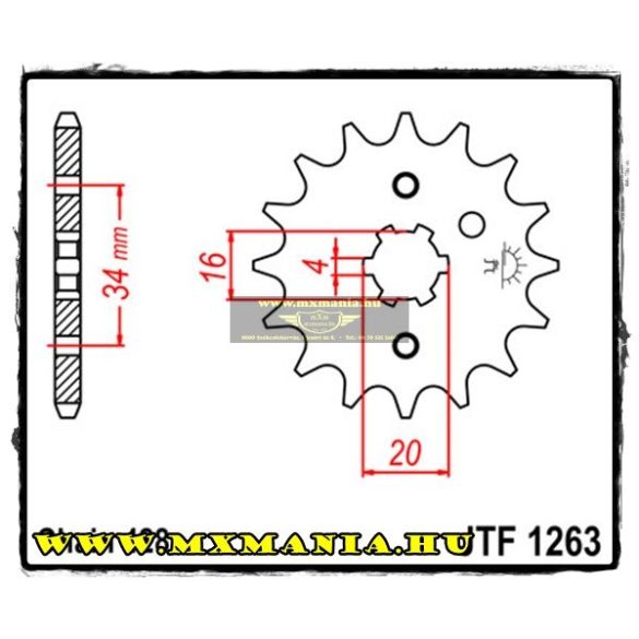 JT Sprockets első lánckerék, 1263, Yamaha/Honda/Suzuki/Malaguti/Betamotor