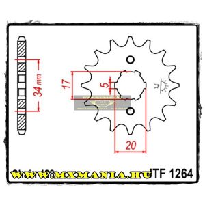 JT Sprockets első lánckerék, 1264, Honda CBR/CBF/CBZ/XLR/CLR, Derbi 125