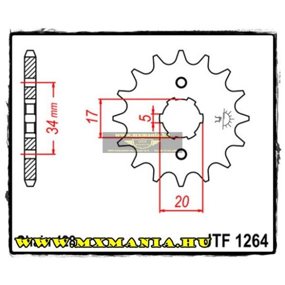 JT Sprockets első lánckerék, 1264, Honda CBR/CBF/CBZ/XLR/CLR, Derbi 125