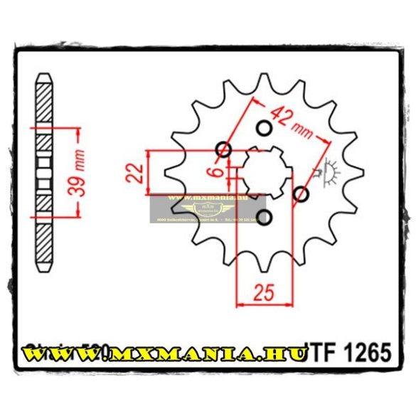 JT Sprockets első lánckerék, 1265, Honda XR/XL