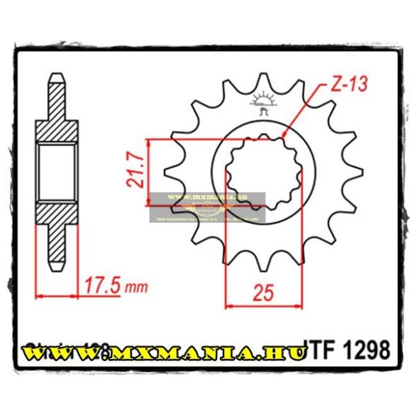 JT Sprockets első lánckerék, 1298, Honda CBR250/VT250/VTR250