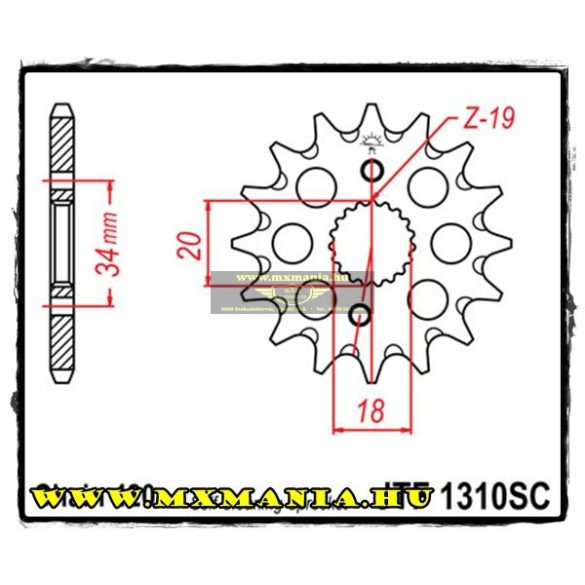 JT Sprockets első lánckerék, E 1310, Honda CRF150