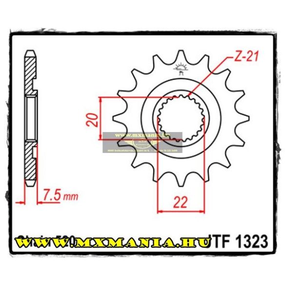 JT Sprockets első lánckerék, R 1323, Honda CR/CRF/CRF-X