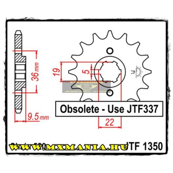 JT Sprockets első lánckerék, 1350, Honda ATV ATC250