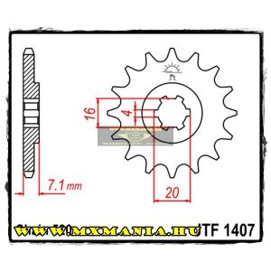 JT Sprockets első lánckerék, 1407, Kawasaki KSF80, Suzuki LT80