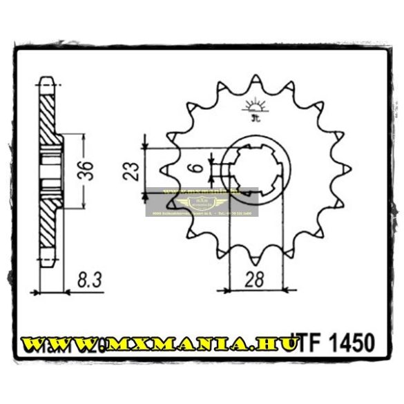 JT Sprockets első lánckerék, 1450, Suzuki LTR 500/RMZ465/RMX465/RM500