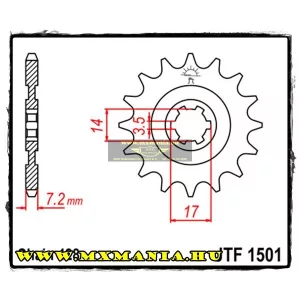 JT Sprockets első lánckerék, 1501, Kawasaki KLF/KLT/KLX