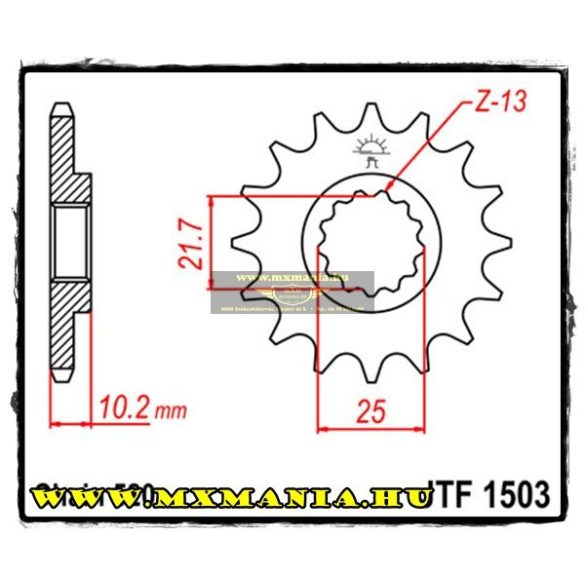 JT Sprockets első lánckerék, 1503, Kawasaki KSF/KEF