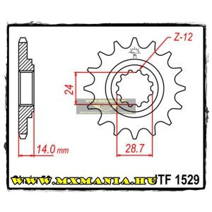 JT Sprockets első lánckerék, 1529, Kawasaki GPZ/ZR/ZX/ZRX