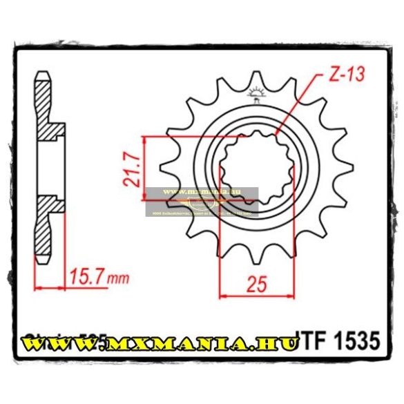 JT Sprockets első lánckerék, 1535, Kawasaki ZX-6R/ZX600/ZZ-R600