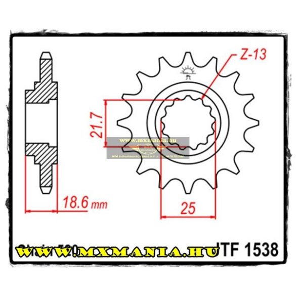 JT Sprockets első lánckerék, 1538, Kawasaki Z750/Z800